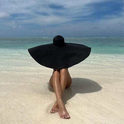 Шляпа от солнца в стиле бохо с широкими полями 70 см, солнцезащитная, летняя, пляжная, диаметр большая соломенная шляпа, для улицы