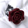 Elegant Red Rose Rings Punk Gothic Flower Adjustable Open Rings Halloween Party Cosplay Rings Jewelry Gifts for Women