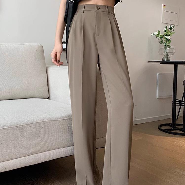 Брюки палаццо с высокой талией цвета молочного чая - Женские повседневные брюки в пол