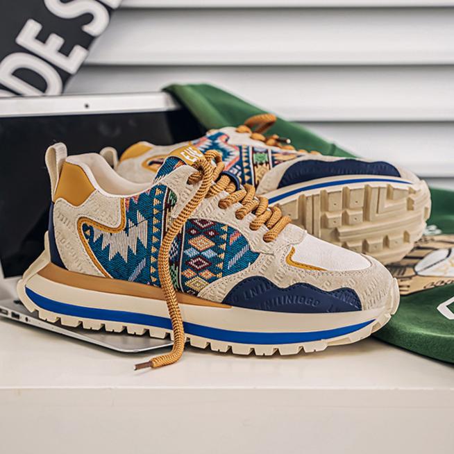 Весенне-осенняя мужская обувь, трендовая модная обувь с принтом и вышивкой, спортивная повседневная обувь, удобная толстая подошва