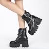 Autumn Winter Gothic Women Ankle Boots Fashion Metal Chain Patent Leather Female Short Boots Punk Style Ladies Shoesrd5