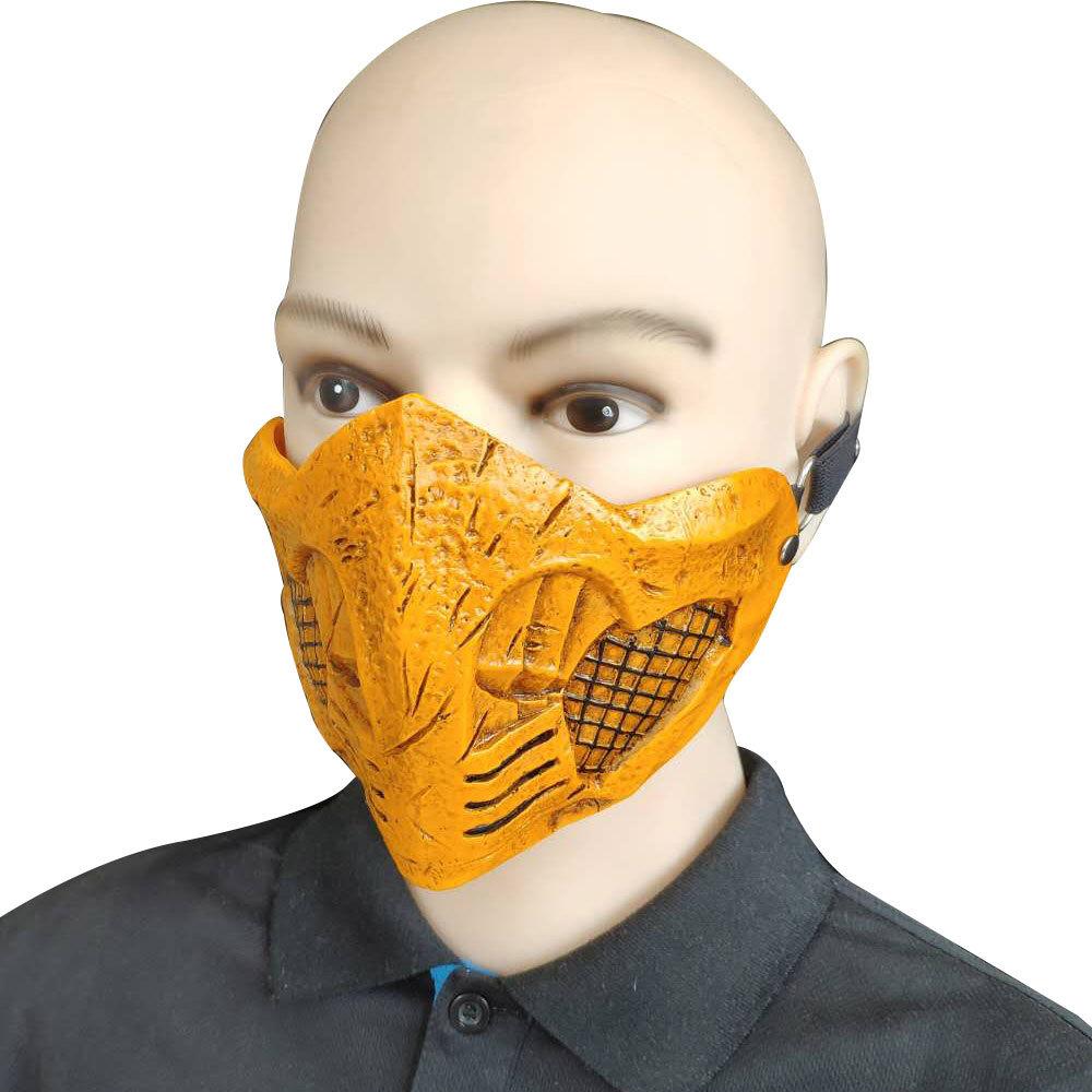 Забавная маска на пол-лица Скорпиона из Mortal Kombat с игривым дизайном для вечеринок и мероприятий