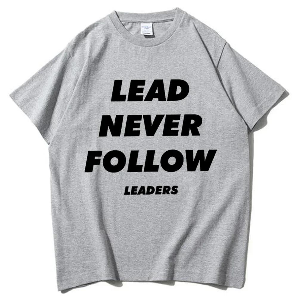 Chief Keef Lead Never Follow Leaders Унисекс Топы Графический Модный Винтажный O-образный вырез Harajuku Уличная одежда Универсальный короткий рукав