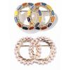 Pearl Colorful Enamel Double Circle Brooch Coat Scarf Pin