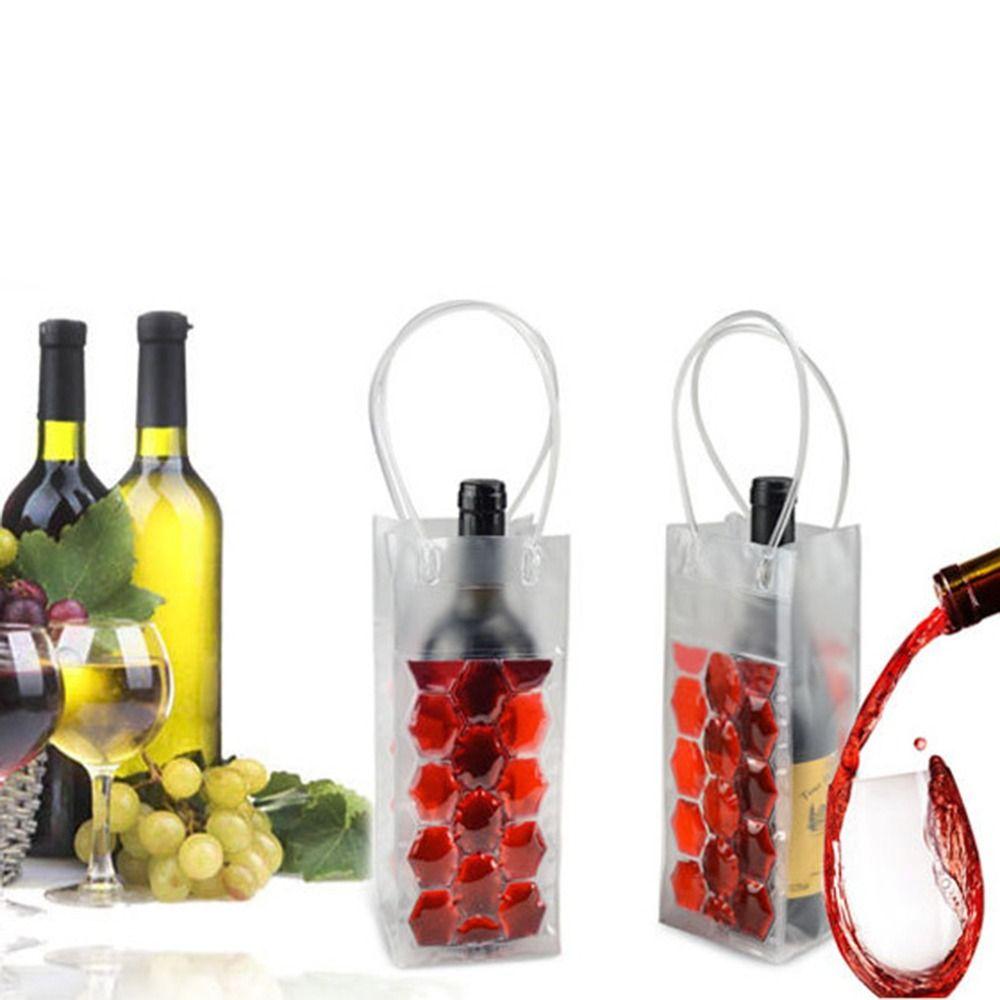 PVC Wine Bottle Freezer Bag Insulated Red Wine Handbag Gel Ice Carrier Holder Picnic