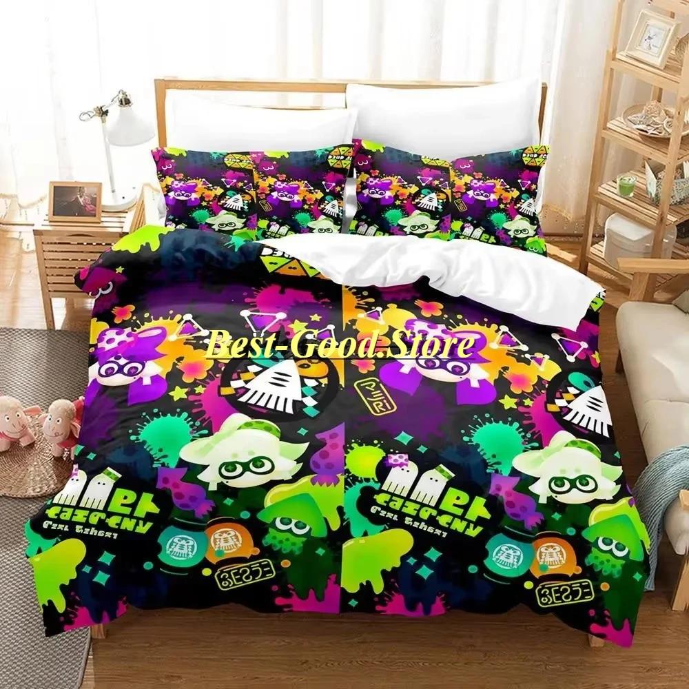 Splatoon 3 Inkling Squid Комплект постельного белья Single Twin Full Queen King Size Комплект постельного белья Aldult Kid Bedroom Комплект пододеяльников Комплект постельного белья