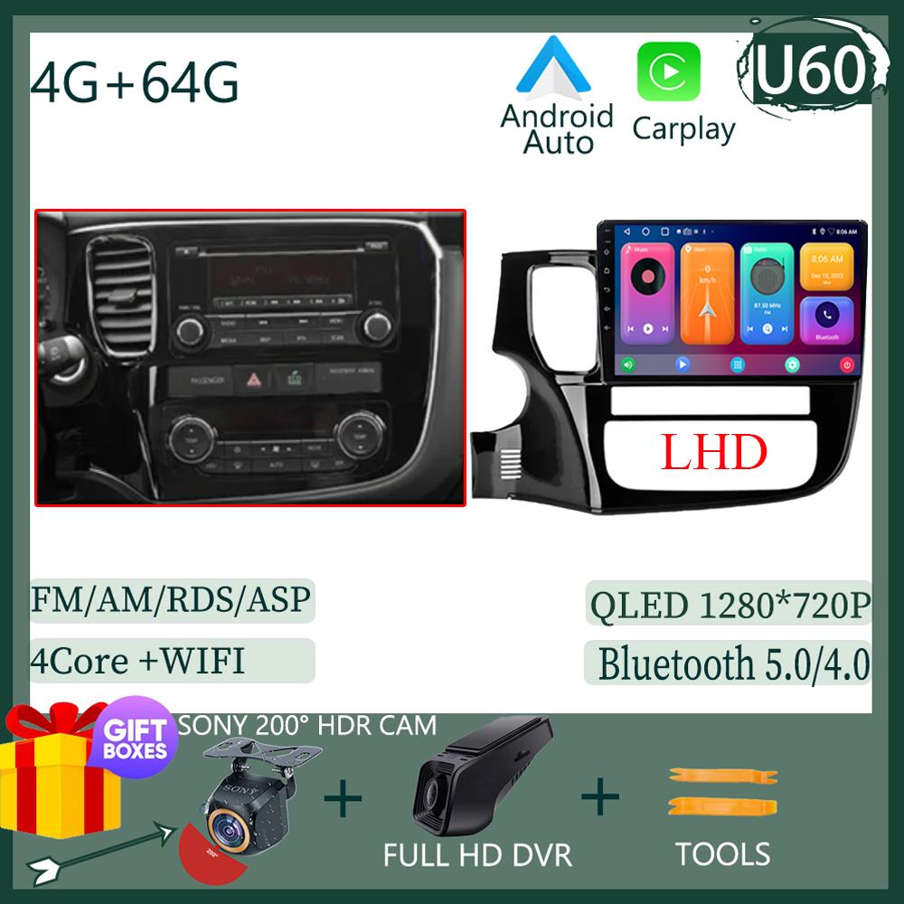 Беспроводной CarPlay Android 14 Авто Радио Для Mitsubishi Outlander 3 GF0W GG0W 2012-2018 Автомобильный Мультимедиа GPS Без Сенсорного Экрана 2din