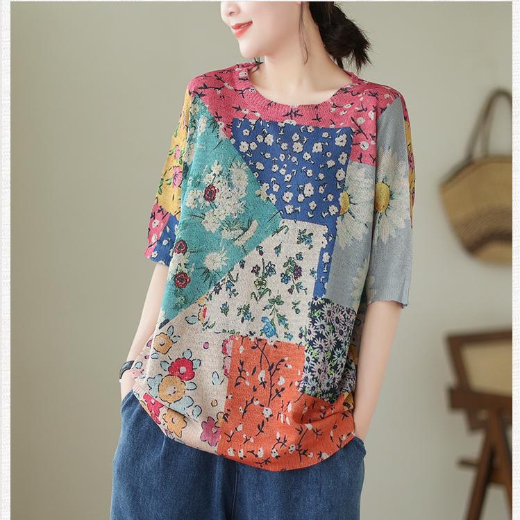 Dimanaf 2024 летние женские футболки, летние стильные рубашки с принтом листьев, красочные элегантные топы с цветочным принтом, свободные повседневные футболки