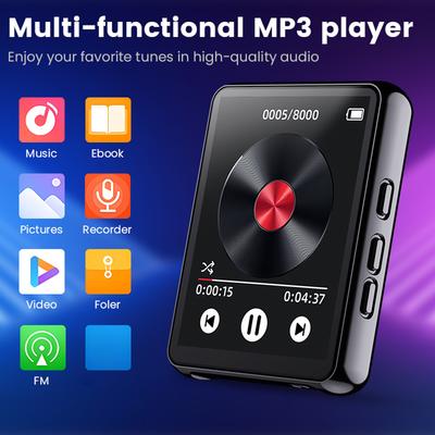 2,4-дюймовый HiFi MP3-плеер с сенсорным экраном, Bluetooth5.3, музыкальный плеер с динамиком/FM-радио/диктофоном/электронной книгой/фотографией+проводные наушники