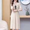Fashion Summer Chiffon Dresses Plus Size Elegant Slim Short Sleeve Long Dresses Female Vintage Summer Clothes