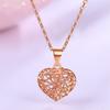 18-каратный золотой кулон, женское цветное золотое ожерелье, женский кулон из розового золота, одиночный кулон в форме сердца, полая цепочка на ключицу Au750 Love