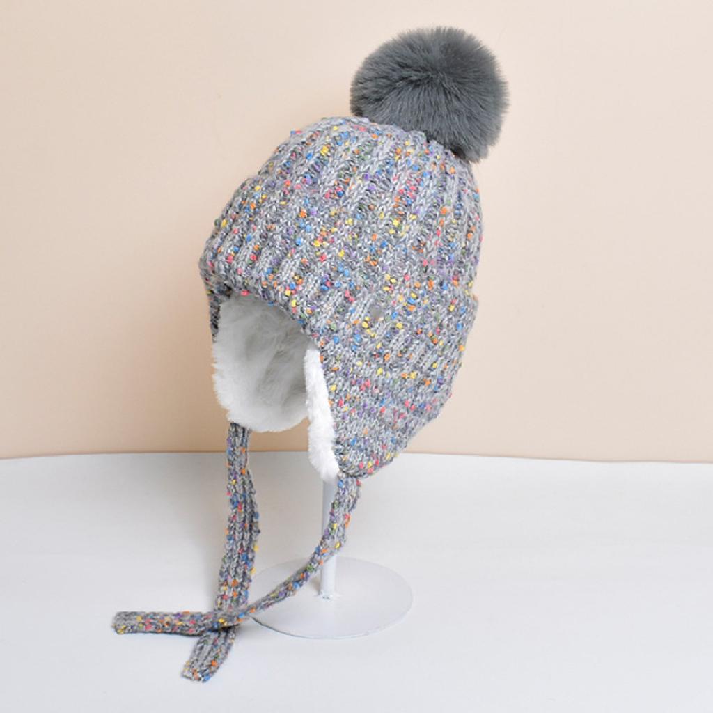 Женская зимняя шапка, вязаная шапка-ушанка, шапка-чулок с ушками, уличная теплая меховая шапка