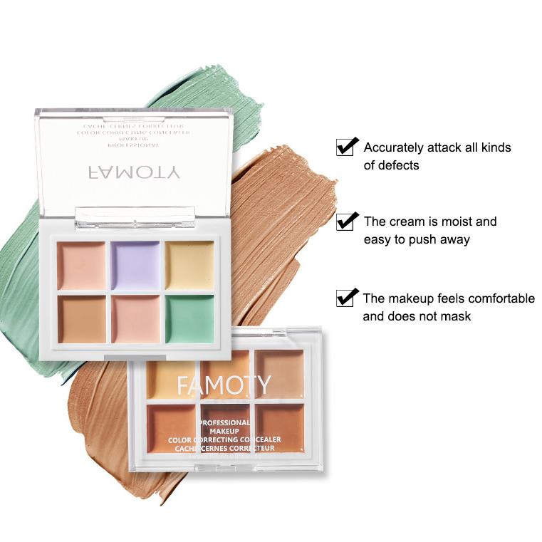 Палитра консилеров, длительный увлажняющий крем-консилер, бронзатор, контуринг, осветляющий хайлайтер, корректор цвета лица, 6 цветов