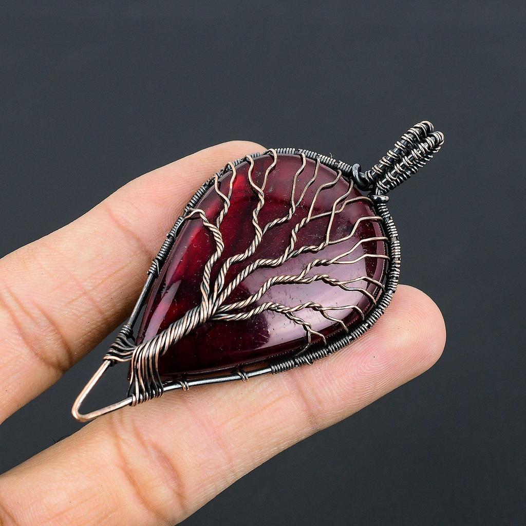 Tree Of Life Red Flash Labradorite Pendant, 999 Copper Wire Wrapped Jewelry, Gemstone Jewelry Pendant, Handmade Wedding Gift Jewelry