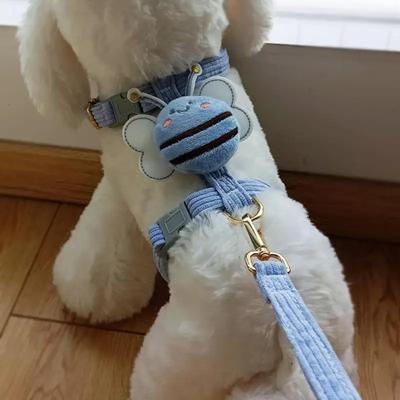 Комплект шлейки и поводка для кошек и собак - Мультяшная пчела, регулируемая, защита от побега для мелких и средних домашних животных