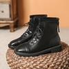 2024 Лидер продаж однотонные британские короткие ботинки мотоциклетные ботинки осень и зима с подкладкой универсальные мягкие кожаные женские ботинки