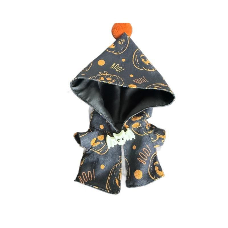 Halloween Atmosphere Pumpkin Cape for Labubu Cute Magic Broom Cloak Set Bat Decorative Button for 17cm Ladbubu Dolls Accessories