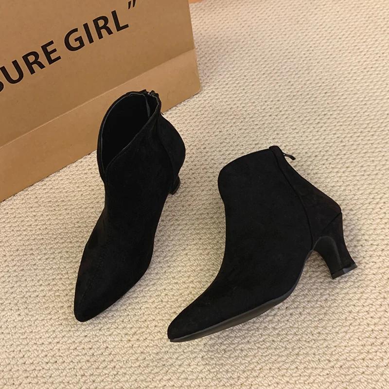2024 Горячая Распродажа Женская Обувь Ботильоны Женские Модные Застежка-Молния Сзади Офисные И Карьерные Сексуальные Туфли С Острым Носком Большие Размеры Для Женщин