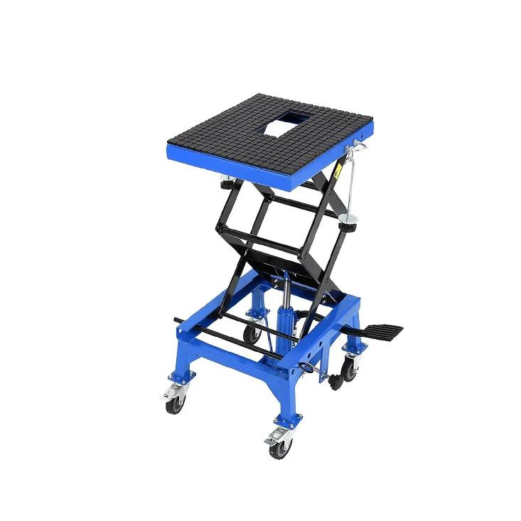Hydraulic Motorcycle Lift Table with Scissor Jack - 350 Lbs Capacity, Adjustable Lift Range,  Motorcycle Jack for  Dirt Bike