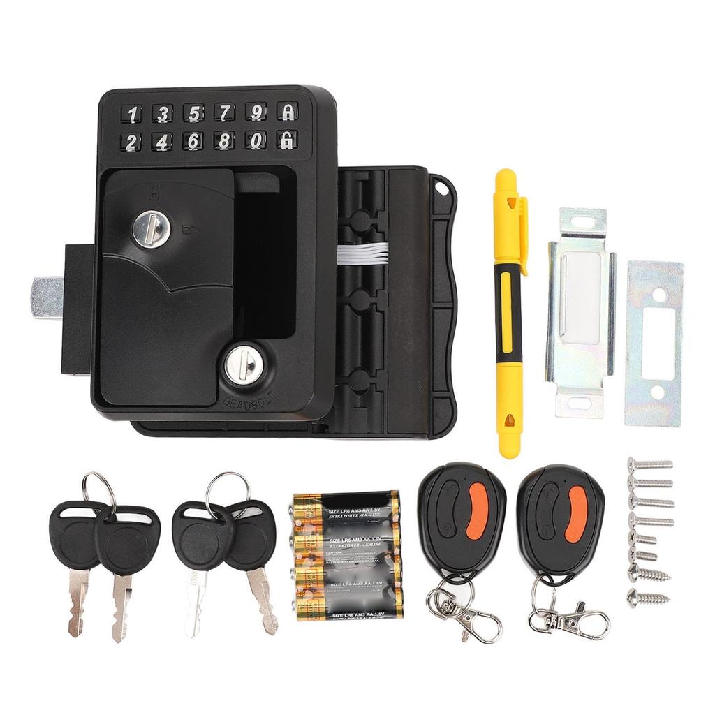 KIMISS RV Keyless Entry Keypad with 2 Remotes and Password Zinc Alloy for and Motorhomes Lock, Yachts, Trailers,