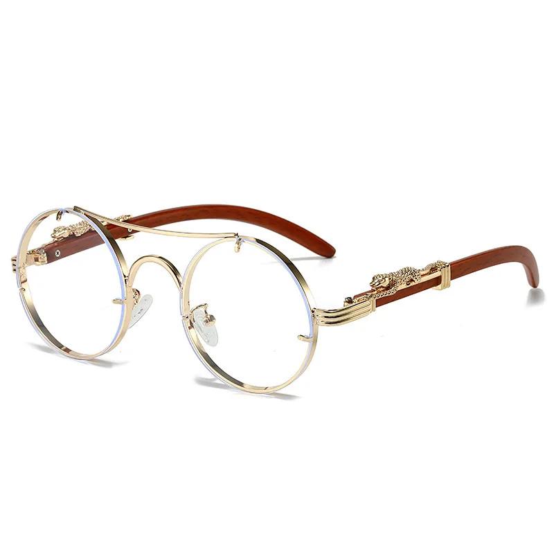 2024 Ретро Овальные Мужские Солнцезащитные Очки Модный Бренд Дизайнер Прозрачные Градиентные Линзы Очки Женские Роскошные Деревянные Солнцезащитные Очки Очки UV400