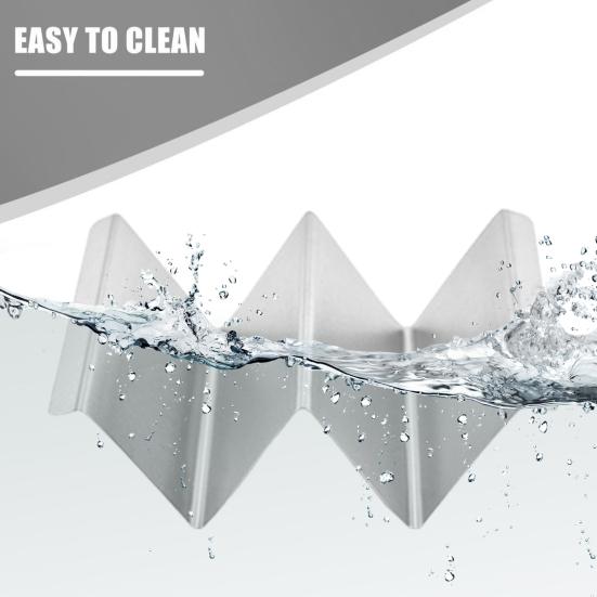 Stainless Steel Taco Holder Stand Reversible Holds 3 or 2 Tortillas Stackable Rack for Easy Storage Triangular Interior Prevents Spills Non-Stick