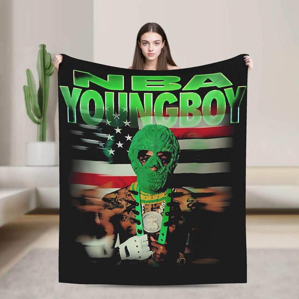 YoungBoy Never Broke Again Super Soft Blankets Camping Plush Throw Blanket Novelty Couch Chair Flannel Bedspread Sofa Bed Cover