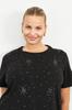 Женская стильная футболка большого размера, черная футболка с камнями