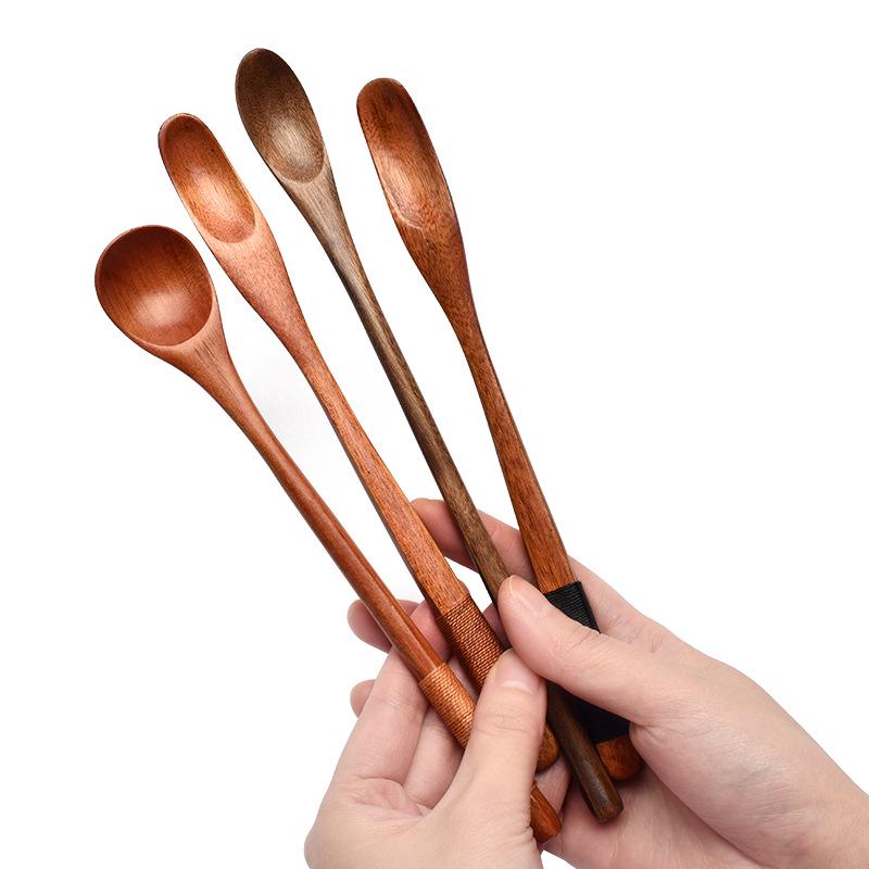 Деревянная ложка для размешивания в японско-корейском стиле, 23 см, с проволочной оплеткой