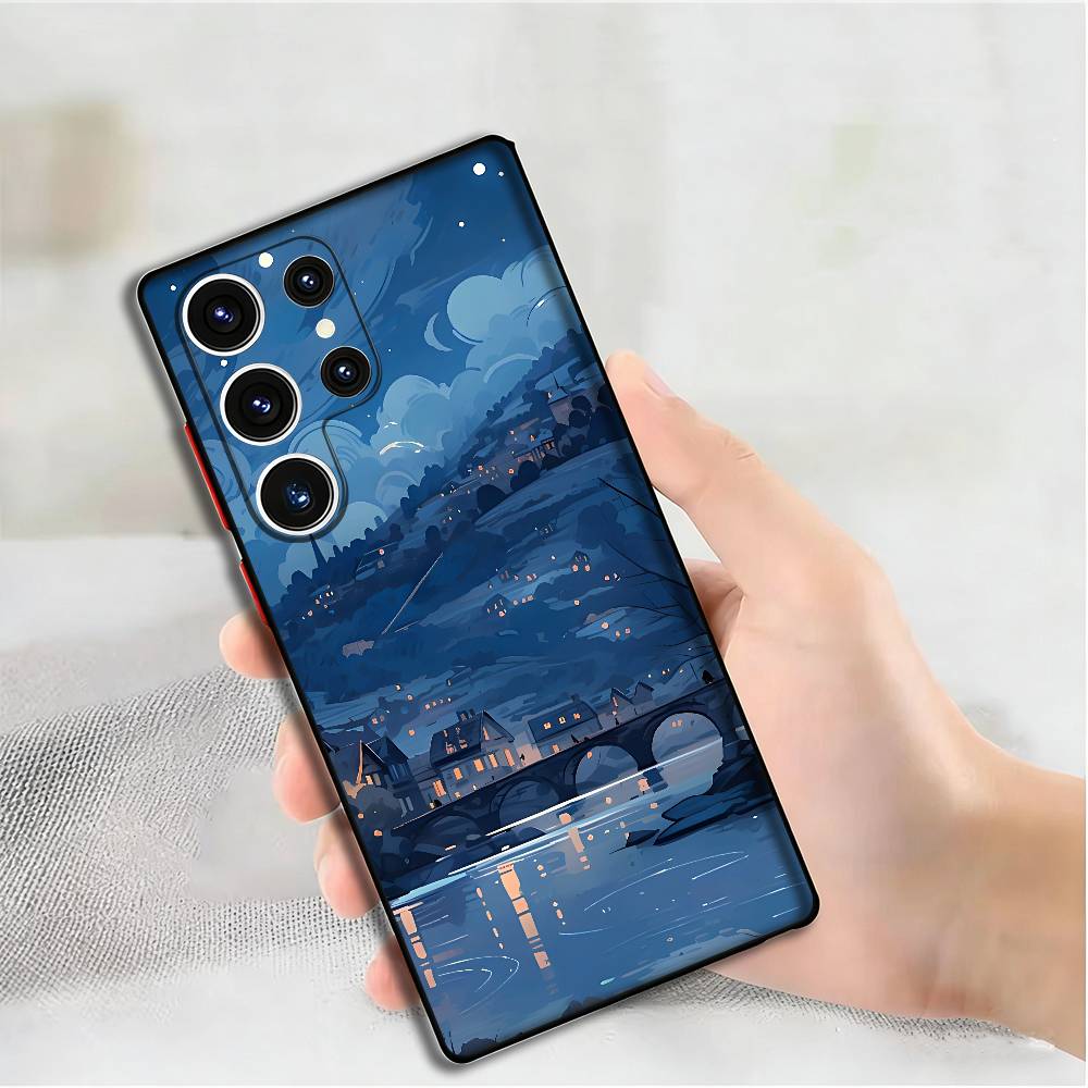 Яркая Живописная Пейзажная Силиконовая Чехол-Накладка Для Телефона Samsung S24 22 20 23 21 20 Ultra Plus Lite 5G Печатная Крышка