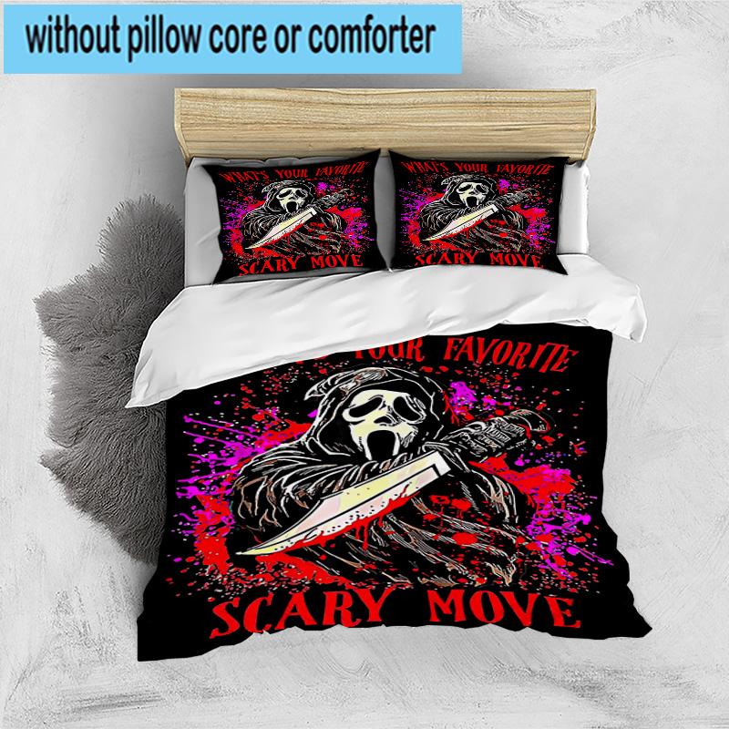 3PCS Ghostface Night Horror 3pcs Bedding,Including 3PCS Duvet Cover And 2pcs Pillowcases Perfect for Christmas,Ideal for Bedroom, Dormitory