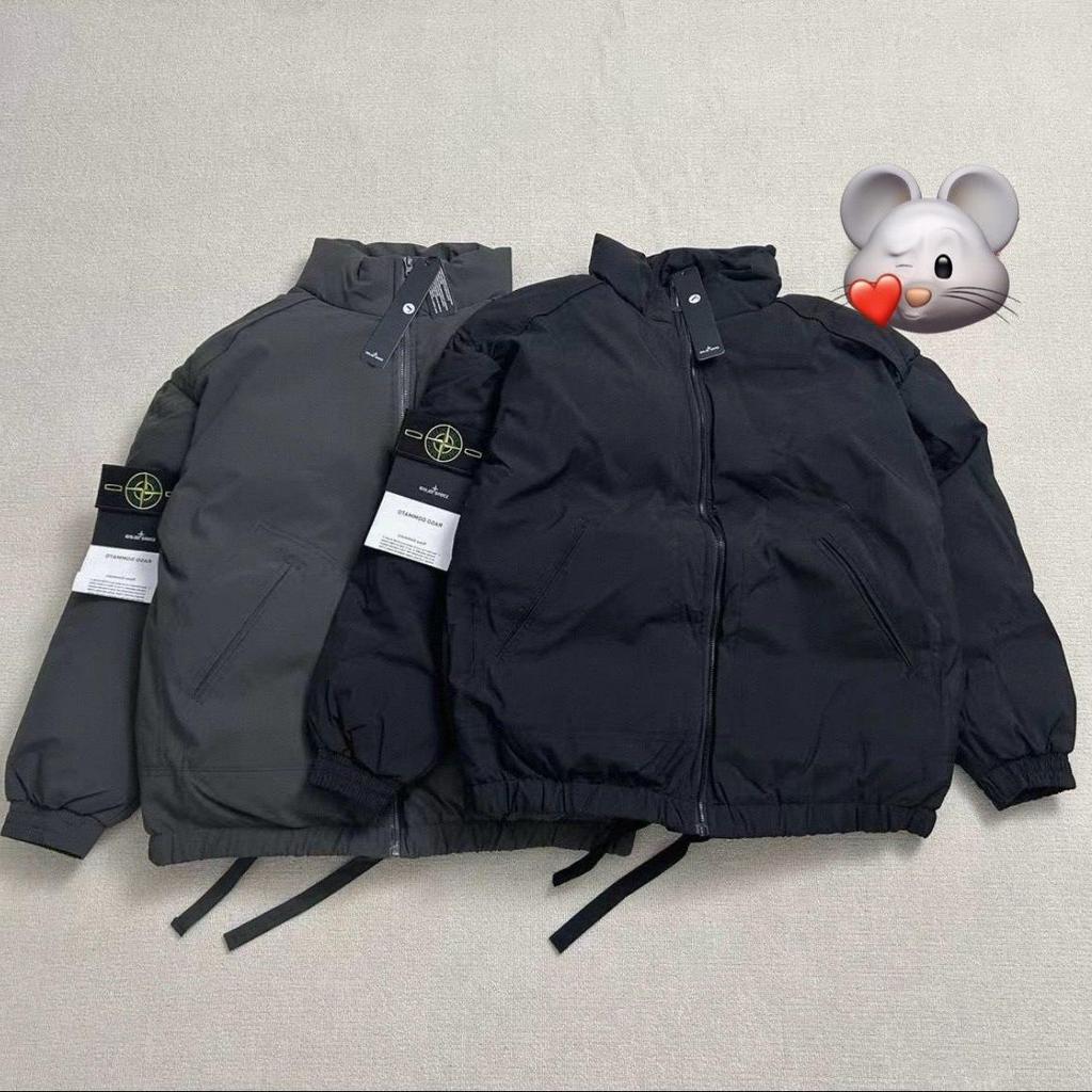 Толстая хлопковая куртка в гонконгском стиле 2025 года - Унисекс, темно-серая, зимняя верхняя одежда