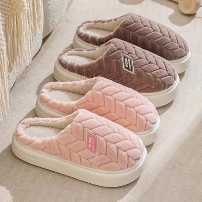 Хлопковые тапочки женские осенне-зимние домашние на толстой подошве теплые и нескользящие домашние комнатные тапочки для пары Мао Мао домашняя хлопковая обувь мужская
