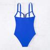 Women Monokini V-Neck Sleeveless Ruched High Waist One-piece Bikini Solid Color Quick Drying Bathing Suit