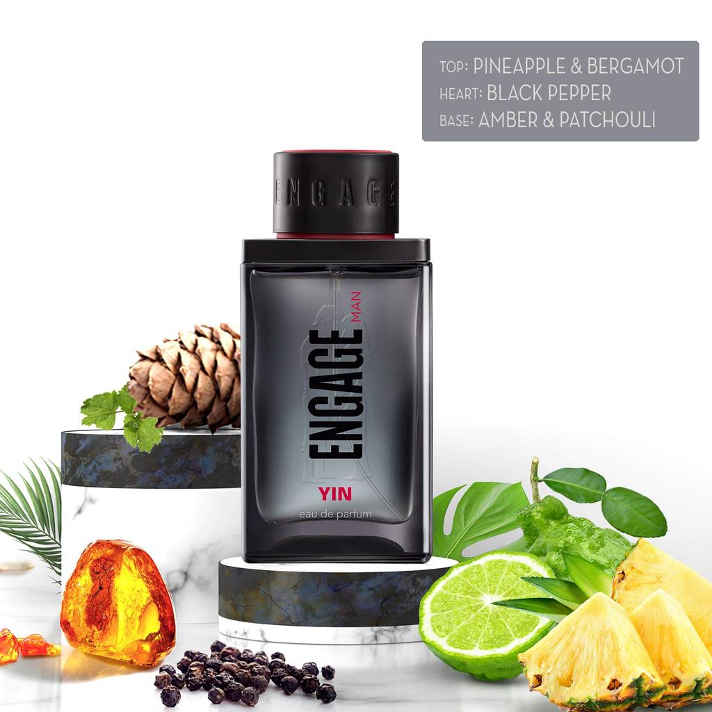 Engage Yin Eau De Parfum для мужчин, фруктово-цветочный, приятный для кожи и стойкий, 90 мл