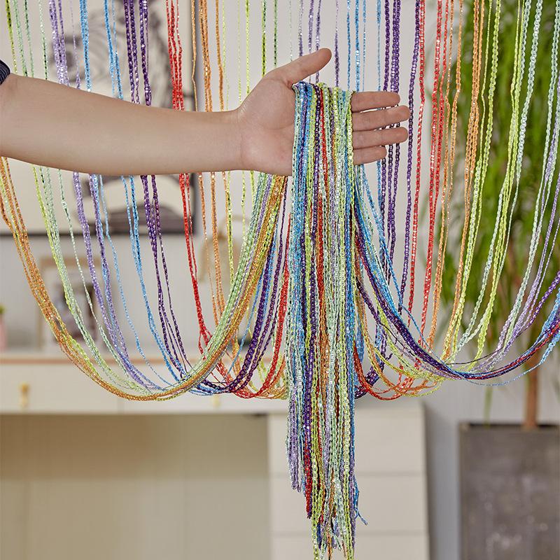100*200cm String Sheer Curtains for Living Room Hanging Tassel Stripe Curtain Polyester Panel Room Divider Line Curtain