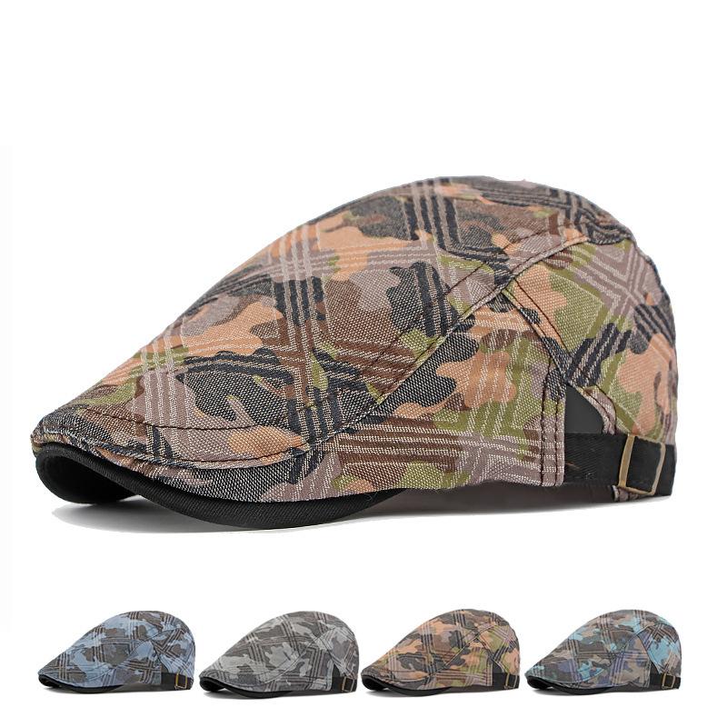 Women's Cap British Vintage Print Camouflage Beret Men