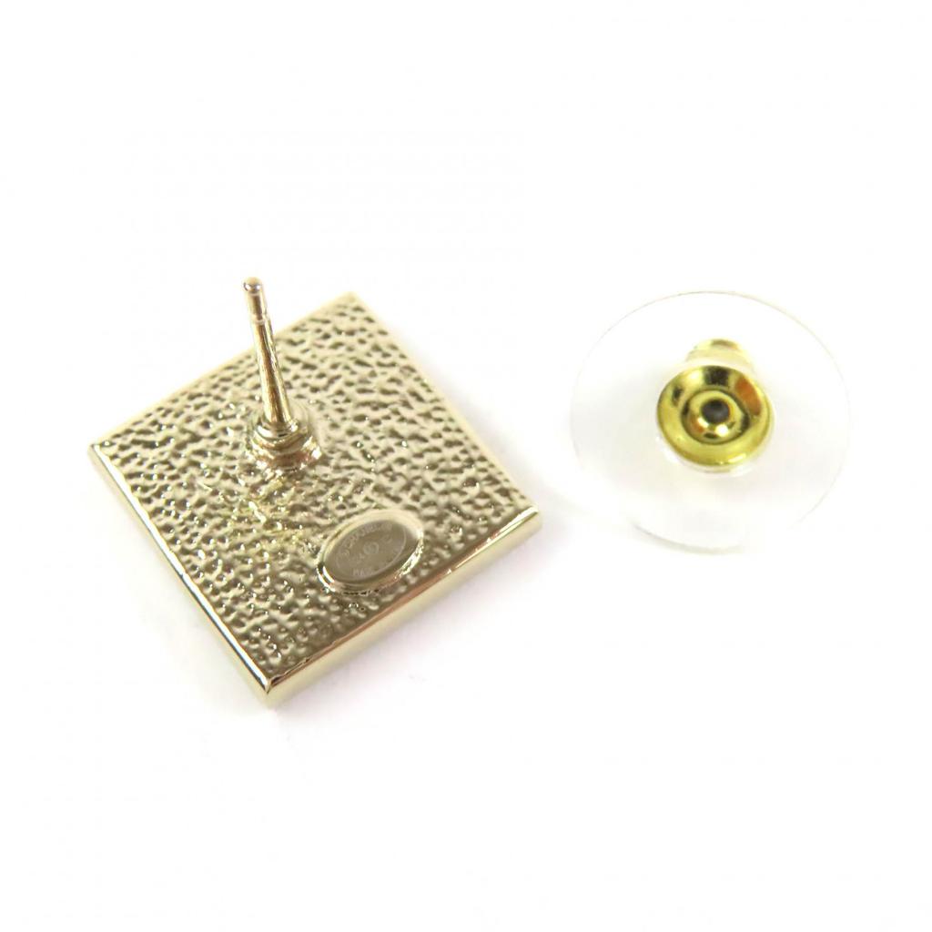 Excellent CHANEL Pierce COCO Mark Square Pierce Earrings (Pair) gold Women B24C Used