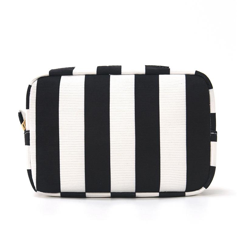Durable Corduroy Storage Bag Stripe Design Makeup Train Cases High Capacity Travel Makeup Bag