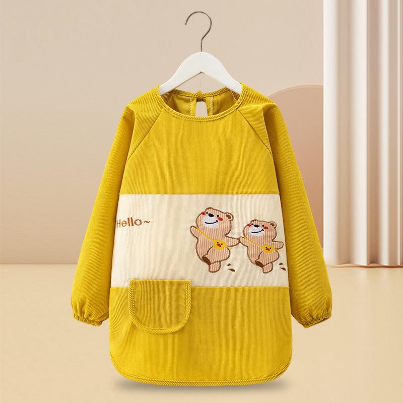 Reversible Long-Sleeve Waterproof Apron for Older Kids - Large Size, Suitable for Kindergarten Boys and Girls.