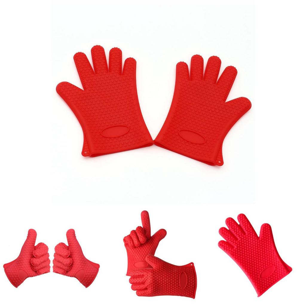 Red Silicone Glove For Cooking With Non-toxic And Safe Insulation**