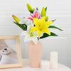 3 Heads Fake Lily Bouquet Silk Wedding Bridal Bouquet Artificial Lily Flower  Living Room Decor