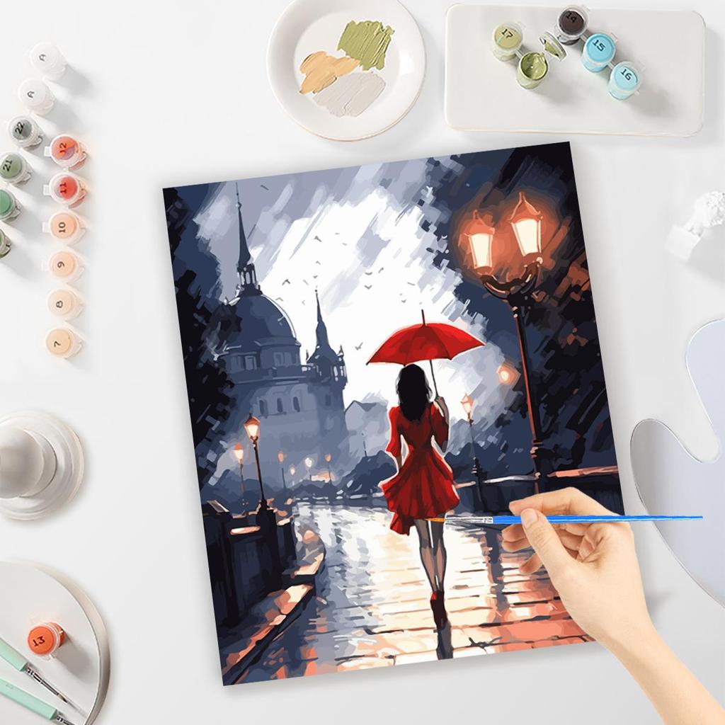 Рамка для рисования по номерам, наборы «Ночь, дождливый день», холст, ручная роспись, подарочные фотографии, городской пейзаж, домашний декор 40x50 см