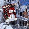 Festive Double-Sided Christmas Garden Flag - Snowman & Snowflakes Design With Buffalo Plaid Scarf, Durable Polyester, Perfect For Holiday Outdoor Deco