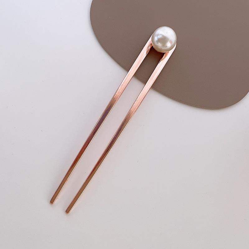 Женская заколка для волос в форме буквы U с жемчужным акцентом, сплав, невидимка для пучка, инструмент для прически, элегантный минималистичный зажим для волос, аксессуар для подарка