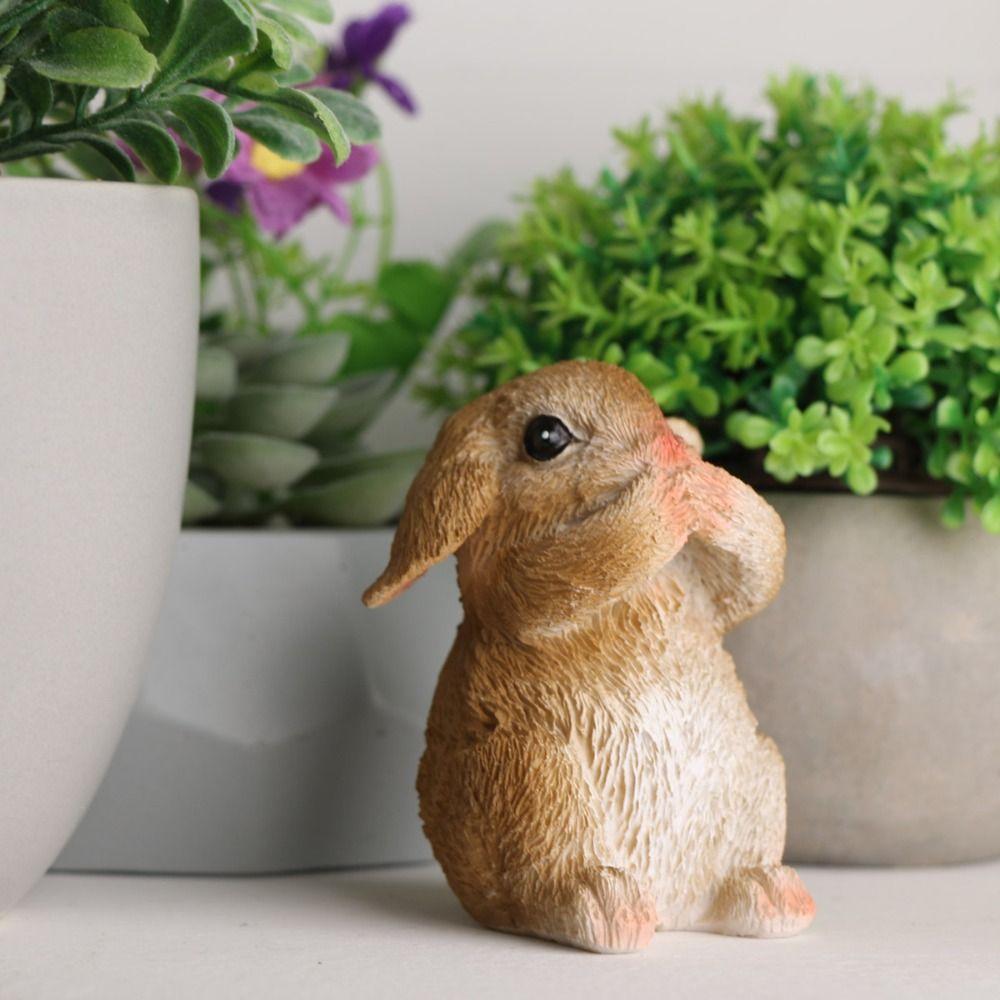 3 шт./набор из смолы, фигурка пасхального кролика, милый кролик, настольное украшение, скульптура кролика, фермерский двор