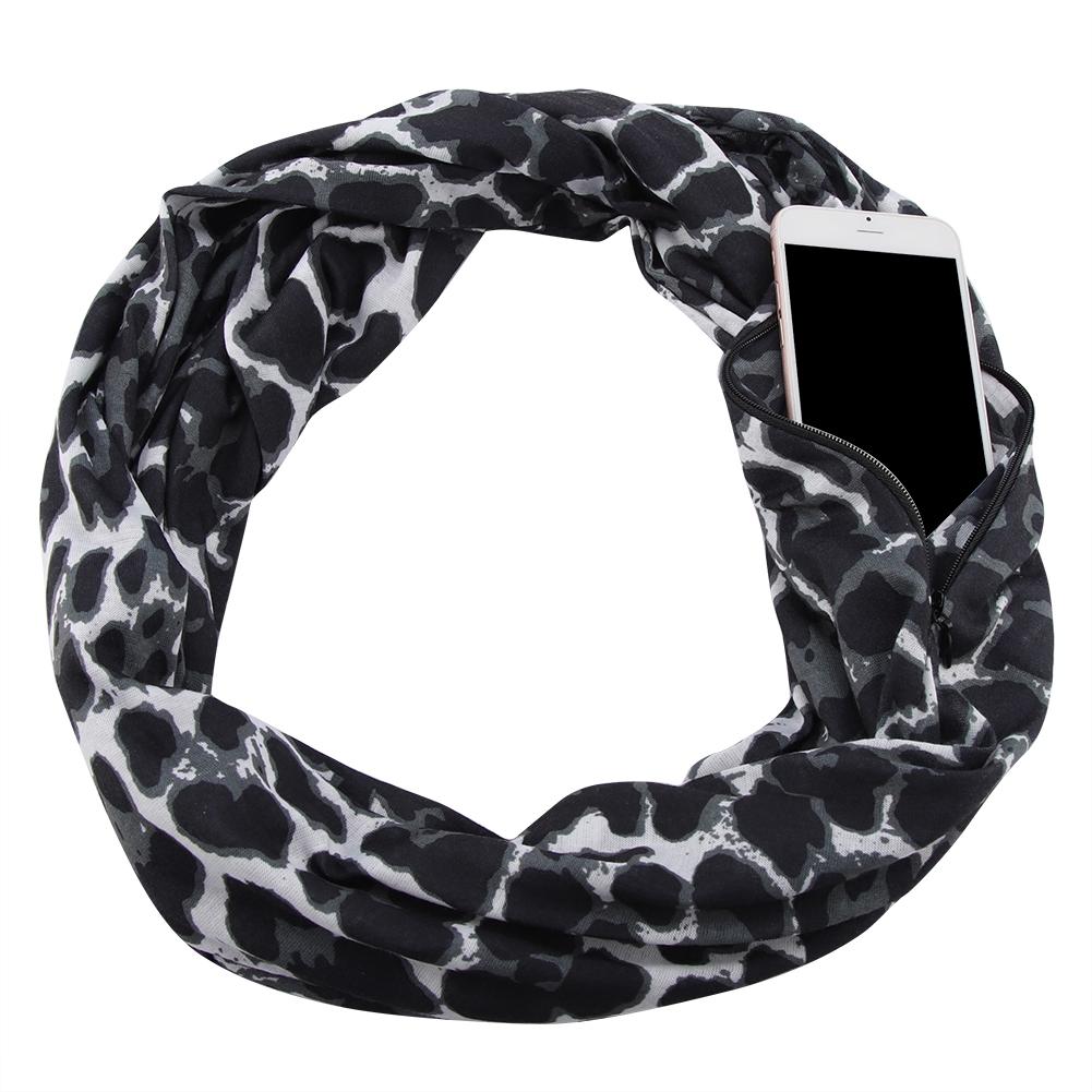 Reusable Loop Scarf Storage Bag with Zipper for Wallet Pocket Passport(Silver)