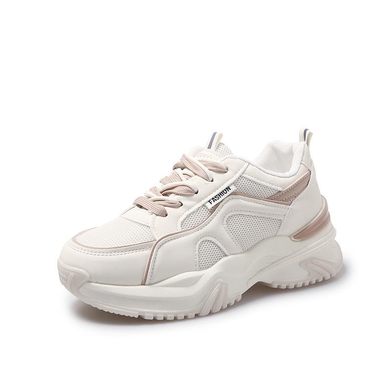 Muffin thick-soled breathable fashion mesh shoes women's 2025 autumn new round head lace-up dad shoes casual single shoes