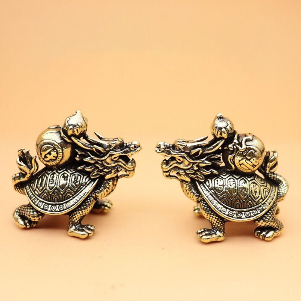 Медный орнамент ручной работы в виде животного, миниатюры медной черепахи-дракона, статуэтка черепахи-дракона, домашний декор