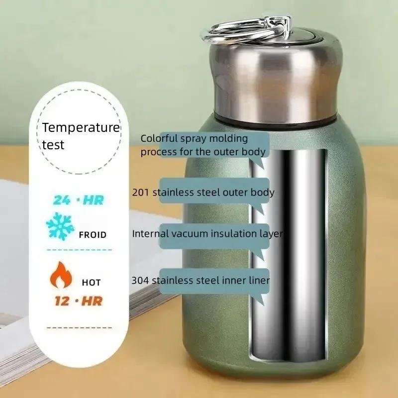 300ML Portable Stainless Steel Travel Mug Vacuum Insulated Leak Proof Sport Tumbler Hot and Cold Water Bottle for Camping Travel